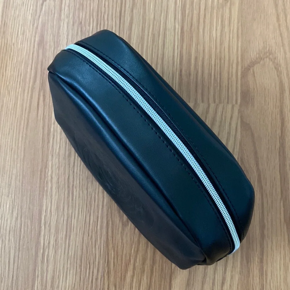 ❤️ Lancome Black and Silver Rose Detail Cosmetic Case New